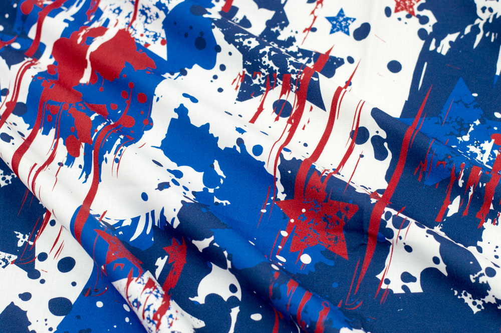 “Playful Prints by Fabric Merchants” Digital American Art White/Blue/Red