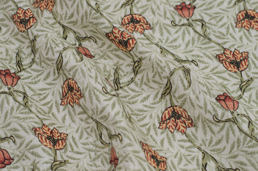 Linen Floral Green/Coral