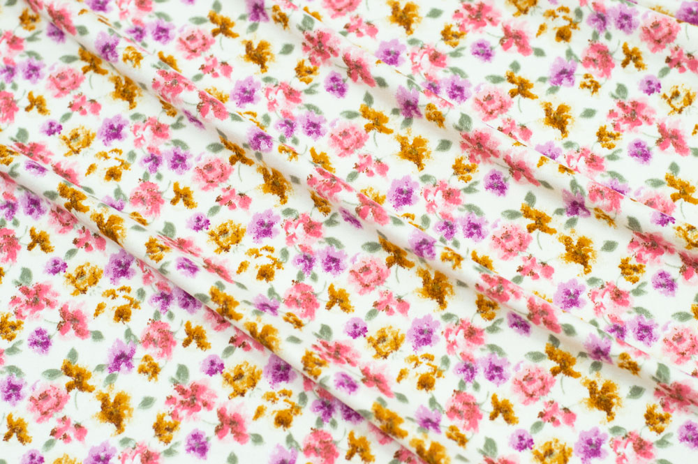 Double Brushed Floral Ivory/Pink/Lilac