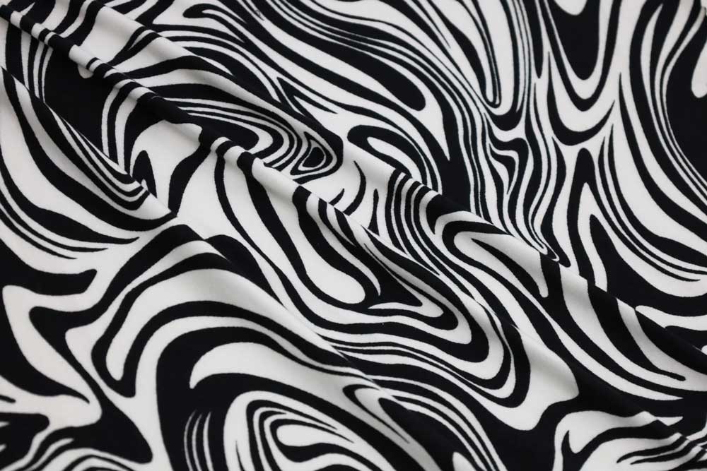 Double Brushed Abstract Swirls Black/White