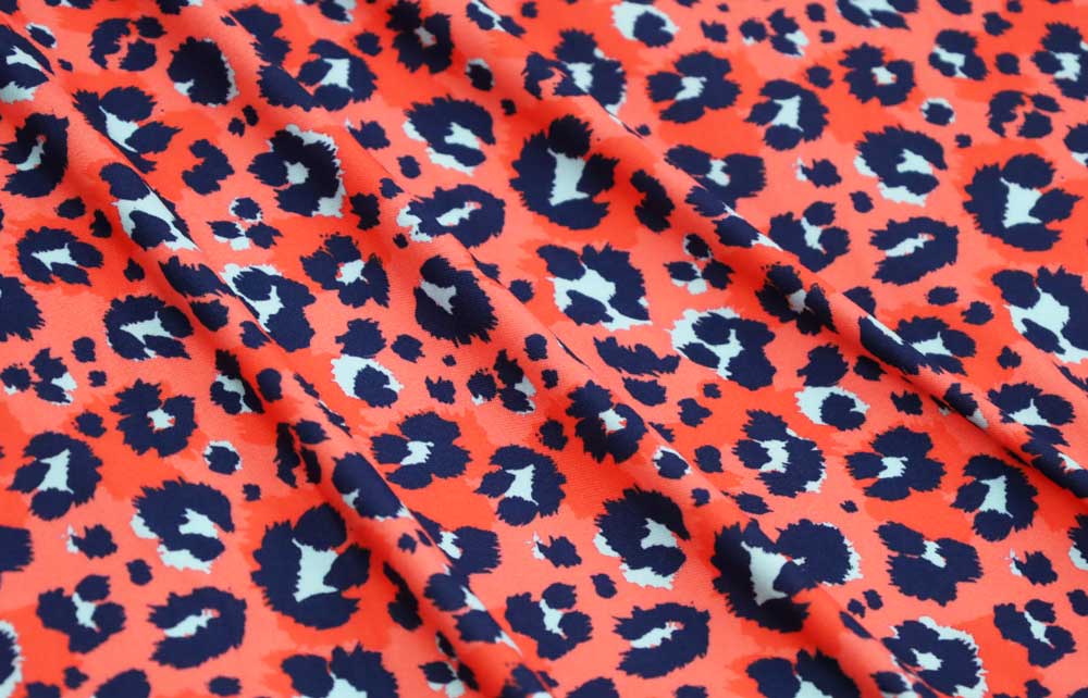 Double Brushed Leopard Print Orange/Blue