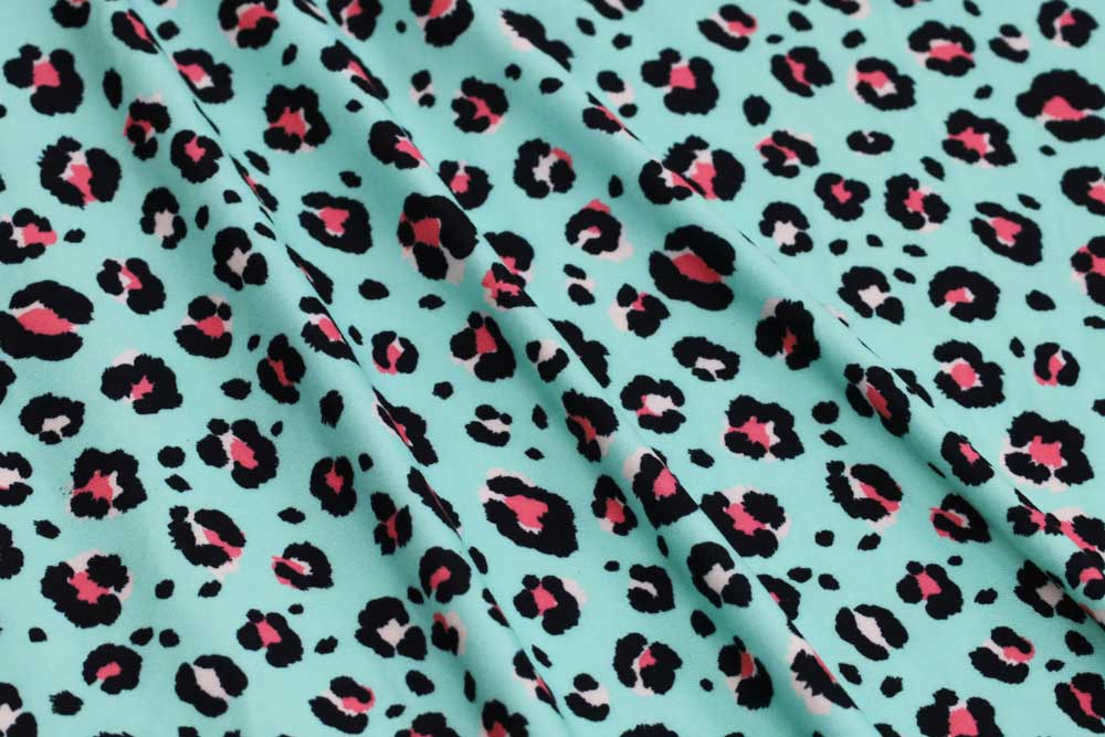 Double Brushed Cheetah Print Mint/Pink