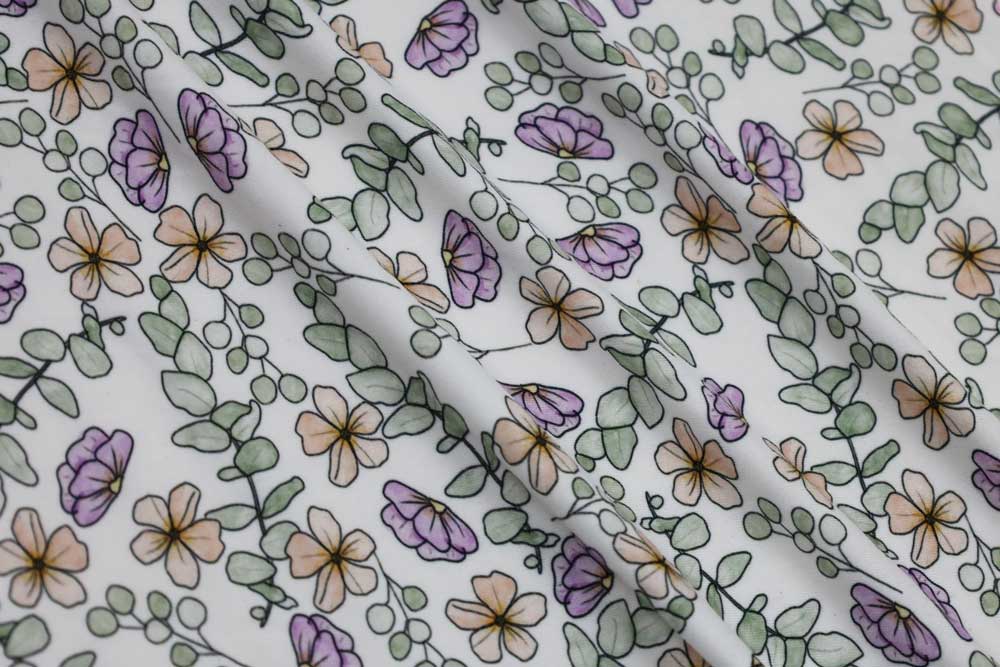 Double Brushed  Enchanted Garden Ivory/Green/Lilac
