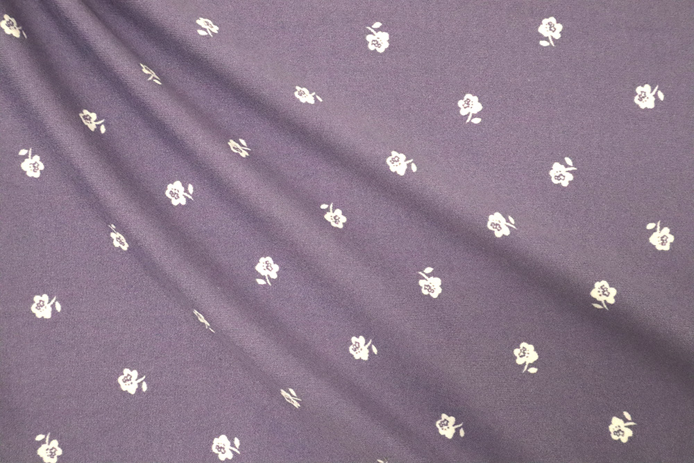 Double Brushed Ditsy Floral Print Lavender/White